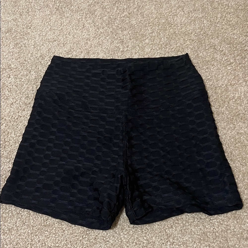 Black Textured Women's Shorts